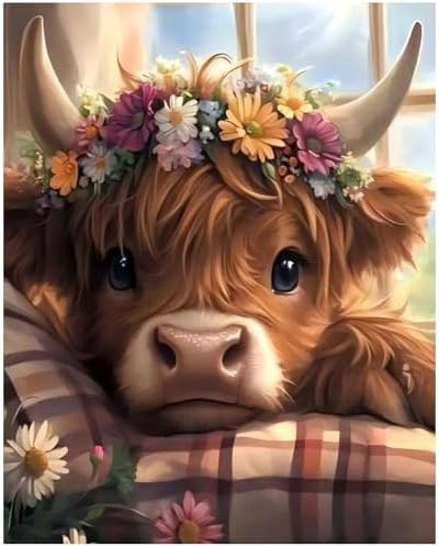 XTCIXAL Paint by Numbers Kit for Adults, Cow, 16X20 Inch by XTCIXAL