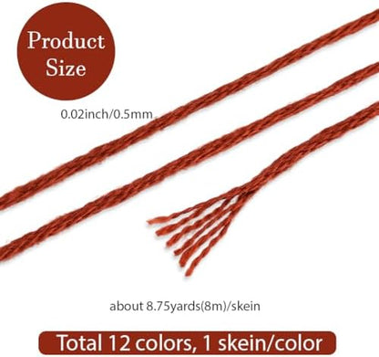 12 Skeins 6 Strands Hand Variegated Embroidery Floss Gradient Cross Stitch Thread Polyester Friendship Bracelet String Yarn Bracelets Threads Bulk for Sewing Knitting Craft Crochet Stitching - Image 2