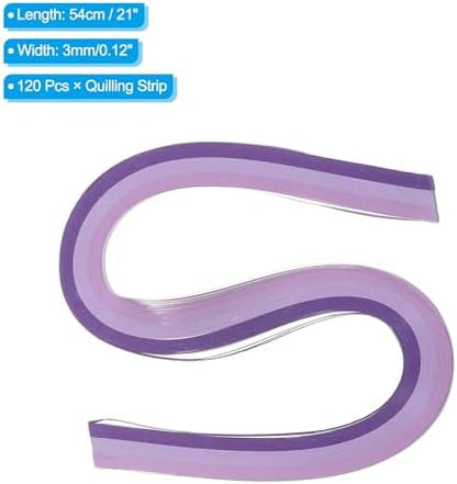 PATIKIL 120pcs Quilling Strips Paper 1/8"(3mm) 21" Origami Paper Quilling Strip for Art DIY Hand Craft Christmas, Gradient Purple - Image 2