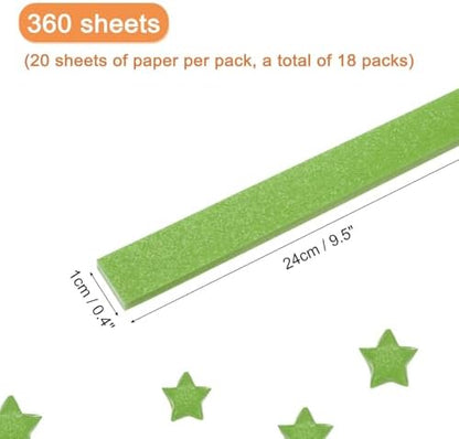 MECCANIXITY 360 Sheets Origami Paper Glitter Stars Papers Green Fold Paper for Beginner Arts Crafts Projects,0.4 x 9.5 Inch - Image 2