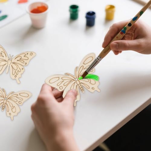 24PCS Wooden Crafts to Paint, Wooden Butterflies, Wooden Spring Ornaments to Paint, 8 Styles Unfinished Wood Crafts for Home Hanging Decorations, Crafts for Seniors, Butterfly Shape - Image 3