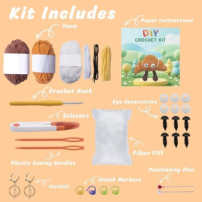 EOKPHULL Crochet Kit for Beginners, Easy DIY Crochet & Knitting Kit for Adults with Step-by-Step Video Tutorials, Yarns, Stuffing, Crochet Hook and Accessories, Crochet Craft Set - Image 3