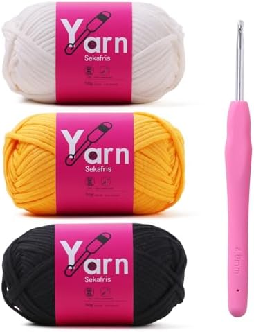 Beginner Yarn for Crocheting Cotton Crochet Yarn #4 Mixed Colors by Sekafris