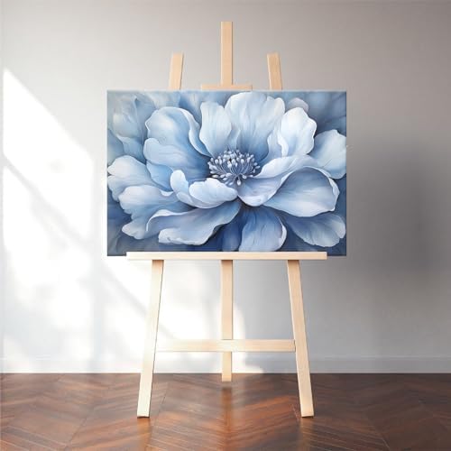 Natuyalo Framed Paint by Numbers for Adults - Blue Flower DIY Adult Paint by Number Kits Blooming Flower Acrylic Painting by Numbers for Beginners Art Craft Kits for Adults (12x16 Inch) - Image 2