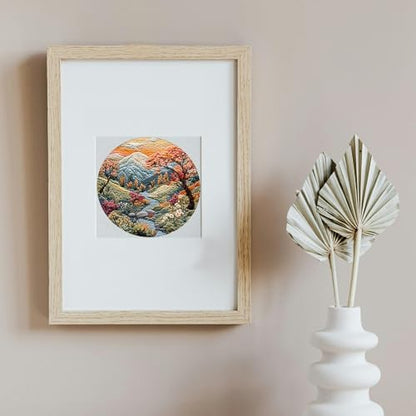 FONNUY Embroidery Kit for Beginners, Boho Nature Landscape Pre-Stamped Pattern Kits for Adults with Hoop, Easy to Follow Color Thread Needlework, 8'' Hoop (Mountain Stream) - Image 2