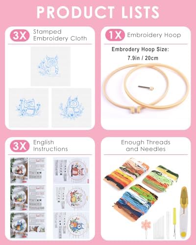 TINDTOP Embroidery Kit for Adults, Owl Embroidery Practice Kit - Image 2