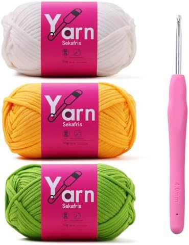 Beginner Yarn for Crocheting Cotton Crochet Yarn #4 Mixed Colors by Sekafris