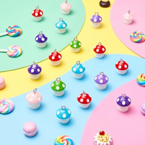 Jetec 50 Pieces DIY Mushroom Resin Charm Pendant Jewelry Finding Charm DIY Decor Making Resin for Women Bracelet Necklace Earrings Keychain Craft - Image 5