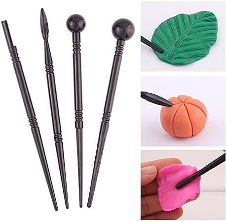 4 Pieces Black Plastic Double-Headed Clay Sculpting Tools Indentation Pen Pottery Sculpture Tool Cake Fondant Decoration Tool - Image 4