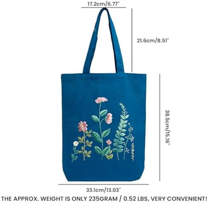 CREAWONDER Canvas Tote Bag Embroidery Kit with Pattern for Beginners, Arts and DIY Embroidery Crafts Kits for Adults, Include Instructions, Embroidery Hoops, Color Threads and Tool - Image 6