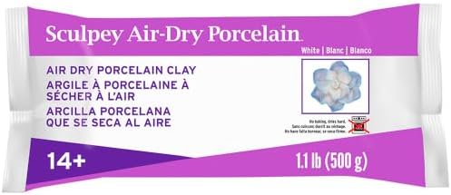 Sculpey Air-Dry Porcelain™ White, Non Toxic, Air Dry Clay, 1.1 Pound bar Great for Realistic Looking Flowers, Intricate Sculpting and Jewelry Making. by Sculpey