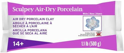 Sculpey Air-Dry Porcelain™ White, Non Toxic, Air Dry Clay, 1.1 Pound bar Great for Realistic Looking Flowers, Intricate Sculpting and Jewelry Making. by Sculpey