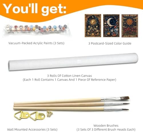 AIBOERL 3 Pack Paint by Numbers Kit for Adults Beginner,Sun Moon, 12X16In - Image 6