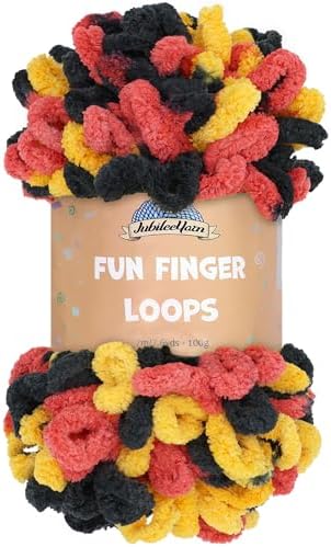 JubileeYarn Fun Finger Loops Yarn - Red Yellow Black - 1 Skein by BambooMN