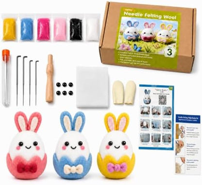 Voduynl Felting Supplies with Step-by-Step Video, Safety Guide & Instruction Cards - Animal Needle Felting Starter Kit for Adults & DIY Beginners by Voduynl