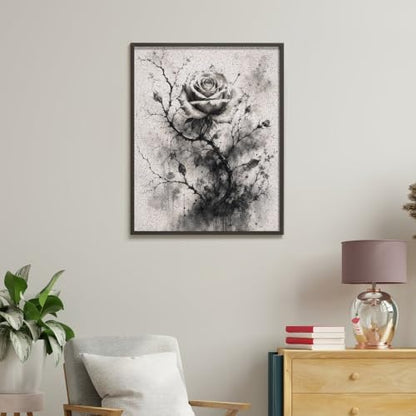 Bozfoxa Paint by Numbers Kit for Adults Beginner Gray Thorn Rose - Image 5