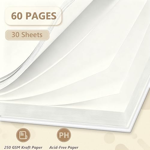 Popotop 12x12 Inch Scrapbook Photo Album, 60 Page Decorative Kraft Paper Book for 4x6 5x7 6x8 Pictures, DIY Memory Photo Albums as Gifts for Wedding Baby Christmas School Family - Image 4
