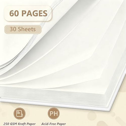 Popotop 12x12 Inch Scrapbook Photo Album, 60 Page Decorative Kraft Paper Book for 4x6 5x7 6x8 Pictures, DIY Memory Photo Albums as Gifts for Wedding Baby Christmas School Family - Image 4