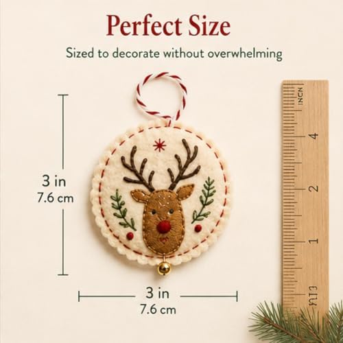 DIY Felt Christmas Ornament Kit,Hand Embroidery Christmas Ornaments kit - Image 3