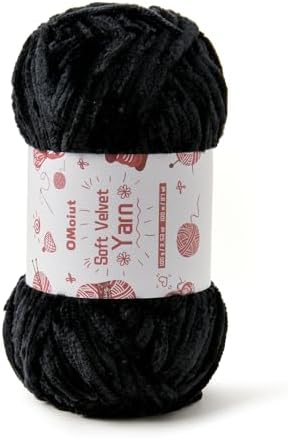 100g Fluffy Velvet Chenille Yarn for Crocheting and Knitting, 80m (87.5yd) Baby Yarn for Crocheting Soft, Crochet Chunky Yarn Amigurumi Yarns (Black by OMoiut