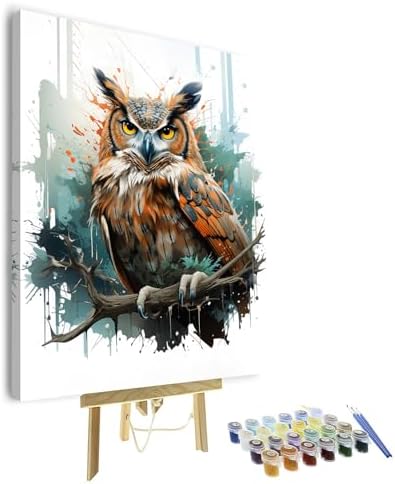 TUMOVO Framed Paint by Numbers for Adults Owl, Animal Paint by Numbers Kit for Adults Beginner, Acrylic Paint by Numbers Kits on Canvas, DIY Oil Hand Painting Drawing for Home Decor 16"x20" by TUMOVO