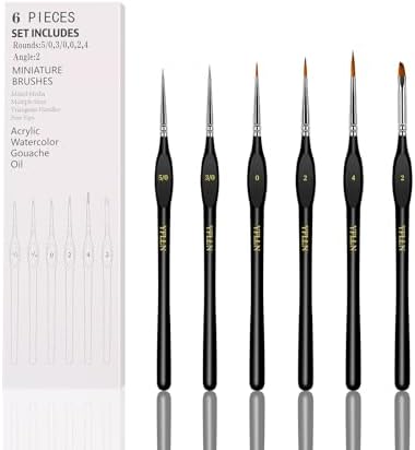 6Pcs Miniature Paint Brushes Set with Triangular Handles - for Acrylics, Oils, Watercolors & Paint by Number, Figurine(Black) by Unknown