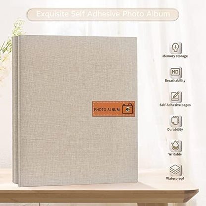 Popotop Large Photo Album Self Adhesive 4x6 5x7 8x10 Scrapbook Album DIY Picture Book,Gifts for Mom,Family Baby and Wedding,with Metal Pen and Plastic Board - Image 2