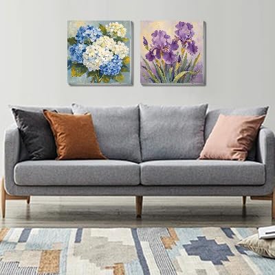 Canrichshop 4 Pack Retro Paint by Numbers for Beginner with Frame,Flowers Adult Paint by Number Kits on Canvas, DIY Number Painting for Adults for Decor 8X 8 inch - Image 5