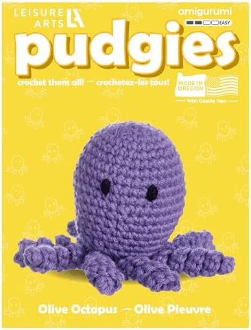 LEISURE ARTS - Crochet Kit, Pudgies Olive The Octopus, 3", Crochet Kit for Beginners, Complete Kit, Animal Kits, Animal DIY Amigurumi Kits by LeisureArtsInc