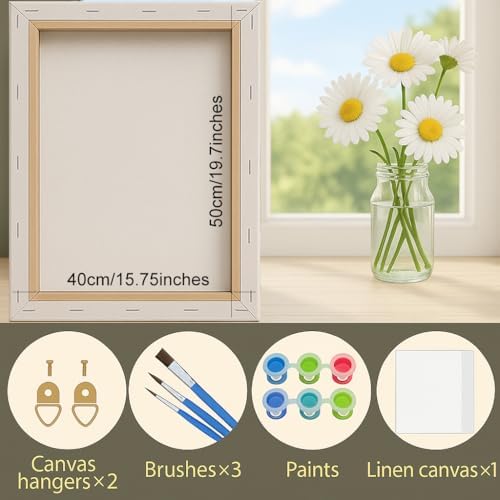 Peony Bloom Paint by Numbers Kit for Adults - DIY Pink Flowers in Glass Vase and Petals Falling Painting on Canvas 16x20In, Framed Acrylic Paint Set for Beginners, Art for Home Decoration Gift - Image 2