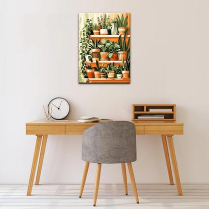 Natuyalo Framed Paint by Numbers Kit for Adults - Potted Plants DIY Adult Paint by Number Kits Green Plants Acrylic Canvas Painting for Adults Beginners Art Crafts with Frame, 12x16 Inch - Image 3