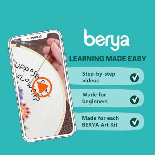 BERYA Flowers Embroidery Kit Including Video Step by Step Instructions,Embroidery Hoop,Color Threads and Embroidery Scissors for Beginners-Handmade Needlepoint Kits for Adults - Image 5