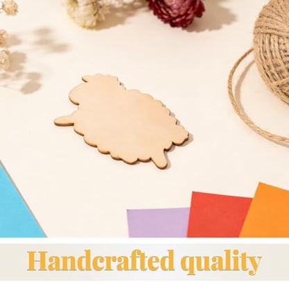 50pcs Sheep Decor: Unfinished Animal Wood Cutout - Sheep Shape Wooden Craft Blank for Holiday Painting Birthday Party Wedding Decoration - Image 3