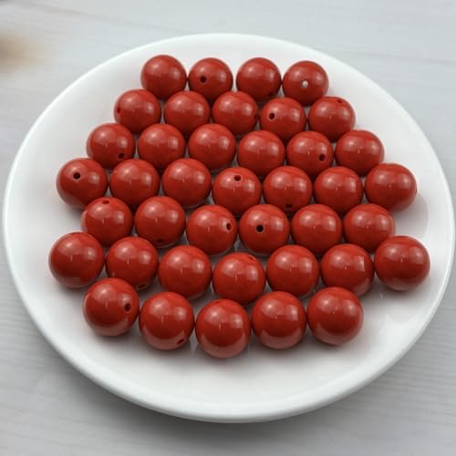 40pcs Acrylic Round Beads for Crafts 18mm Resin Candy Color Spacer Beads with Hole for Jewelry Making Sewing Crafts Decoration Necklaces Bracelets Earrings Supplies(Red) - Image 2