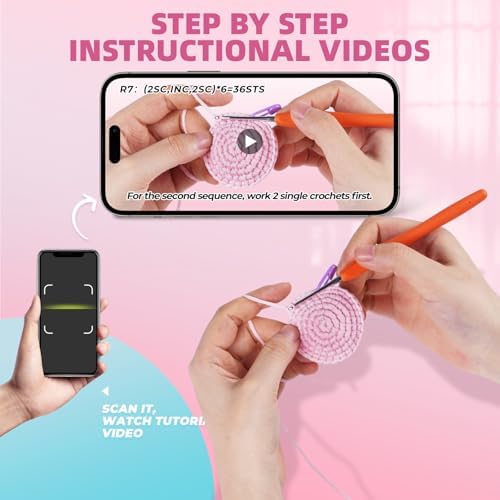 MOREJMTT Crochet Kit for Beginners, Crochet Animal Kits,Crocheting Kit for Starters with Step-by-Step Video Tutorials, Beginner Crochet Kits for Adults (2Pack Axolotl) - Image 4