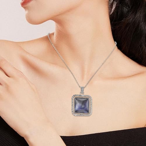 24Pcs 6 Sets Cabochon Necklace Kit Square Bezel Pendant Trays with Glass Cabochons and Chain Rhinestone Rotatable Double Sided Bezel Charms for Jewelry Making Supplies Necklace Gift Adults - Image 5