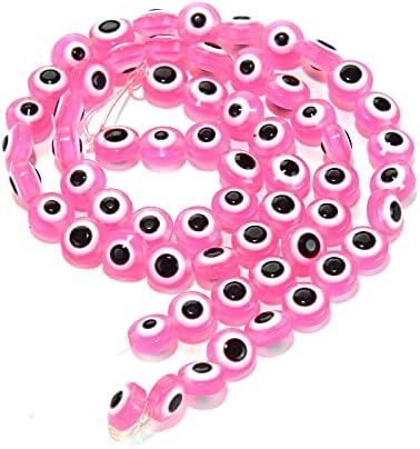 Evil Eye Beads 8mm Pink Resin Lampwork Beads Loose Spacer Beads Charms for DIY Jewelry Accessories Craft Making 200pcs (Dark Pink) - Image 5