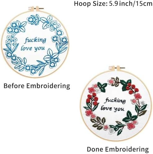 Louise Maelys 3 Pack Embroidery Kit for Beginners, Funny Quote Art - Image 6