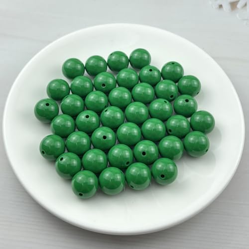 40pcs Acrylic Round Beads for Crafts 16mm Resin Candy Color Spacer Beads with Hole for Jewelry Making Sewing Crafts Decoration Necklaces Bracelets Earrings Supplies(Dark Green) - Image 2