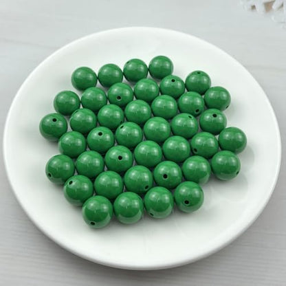 40pcs Acrylic Round Beads for Crafts 16mm Resin Candy Color Spacer Beads with Hole for Jewelry Making Sewing Crafts Decoration Necklaces Bracelets Earrings Supplies(Dark Green) - Image 2