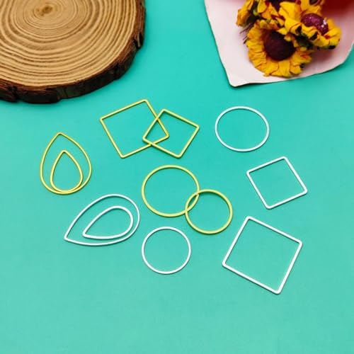 144pcs Earring Hoops for Jewelry Making, 3 Shapes Earrings Findings Hoops Beading Hoop Earrings Hypoallergenic Square Teardrop Round Earring Findings for DIY Craft Accessories Supplies(Gold&Silver) - Image 7