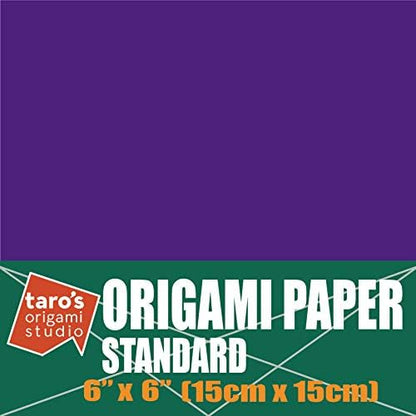 [Taro's Origami Studio] Standard 6 Inch One Sided Single Color (Purple) 50 Sheets (All Same Color) Square Easy Fold Premium Japanese Paper for Beginner (Made in Japan) by TAROSORIGAMISTUDIO
