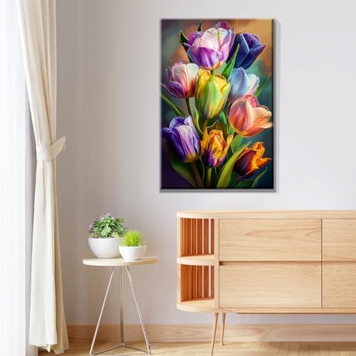 JOOZ Paint by Numbers Kit for Adults Flowers Paint by Number with Frame Floral Paint by Number with Easel Tulip Digital Oil Painting Kits for Gift Home Wall Decor 7.87x11.81 Inch - Image 6