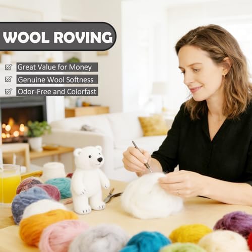3.4oz Needle Felting Wool Dark Shadow for DIY Needle Craft Enthusiasts - Image 4