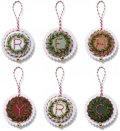 TenDawn Personalized Christmas Embroidery Ornament Kit, Set of 6 DIY Wreath Decorations with Customizable Letters – Handmade Holiday Ornaments for Tree & Gift – Rustic Christmas Decor by Unknown