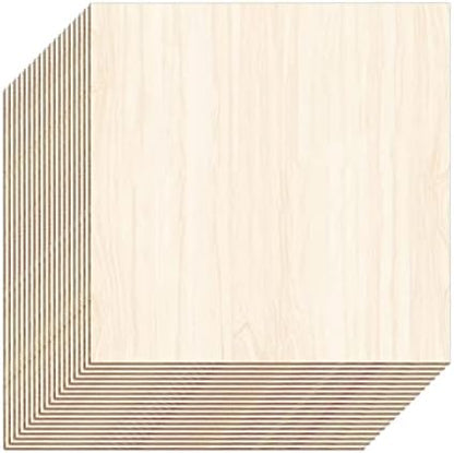 Unfinished Wood Pieces,18 Pack Basswood Sheets 1/16 Thin Plywood Wood Sheets for Crafts,Perfect for Architectural Models, Wooden DIY Ornaments, Laser, Wood Burning and CNC Cutting(152 x152 x 1.5mm) by Unknown