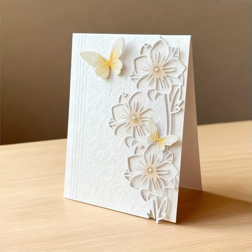Lapoo Flowers Cutting Die for Scrapbooking - Durable Metal Cutting Die for DIY Scrapbook Photo Album Decorative Paper Card, Metal Card Making Supplies (Butterfly and Flower 5.5 x 2.7 in) - Image 2
