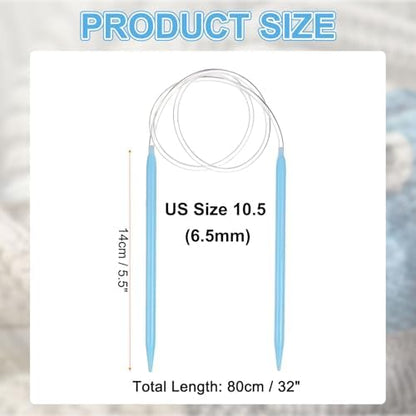 HARFINGTON Size US 10.5 (6.5mm) Plastic Circular Knitting Needles 32 Inch(80cm) Round Knitting Needle for Handmade Projects DIY Weave - Image 2
