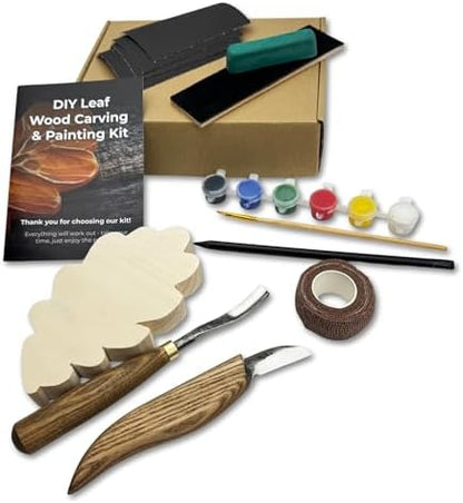Sharky DIY Oak Leaf Wood Carving Kit for Beginners by SHARKYFORGEDSTEELTOOLS