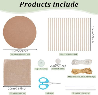 FREEBLOSS Woven Basket Kit Round Cardboard Woven Basket Kit DIY Woven Basket Set Macrame Cord Woven Basket Kit for Beginners Basket Weaving Supplies Multifunctional Hand-Woven Storage Basket - Image 2